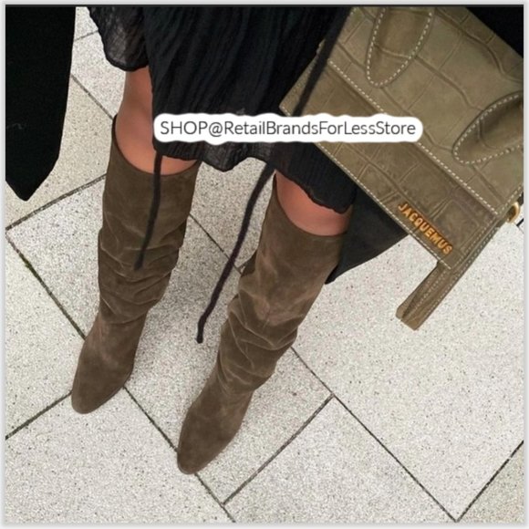 ZARA 100% Leather Suede High Heeled Boots - Picture 4 of 10